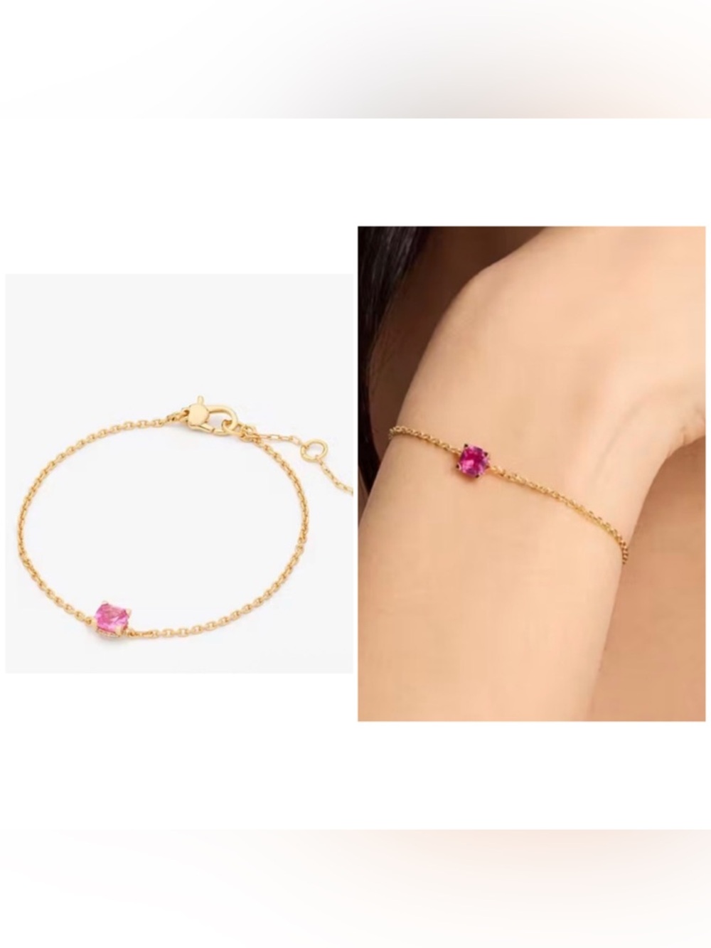 Kate Spade Little Luxuries Gold Chain Bracelet in Rose Pink 💕